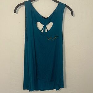 edge Teal Women’s Sleeveless Tank with Heart Back Cutout and Stud Pocket
